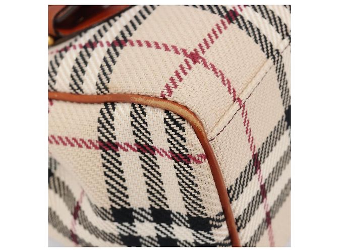 Bolso de Mano BURBERRY Nova Check Canvas Beige Tono Dorado Auth 204621V - vista 15