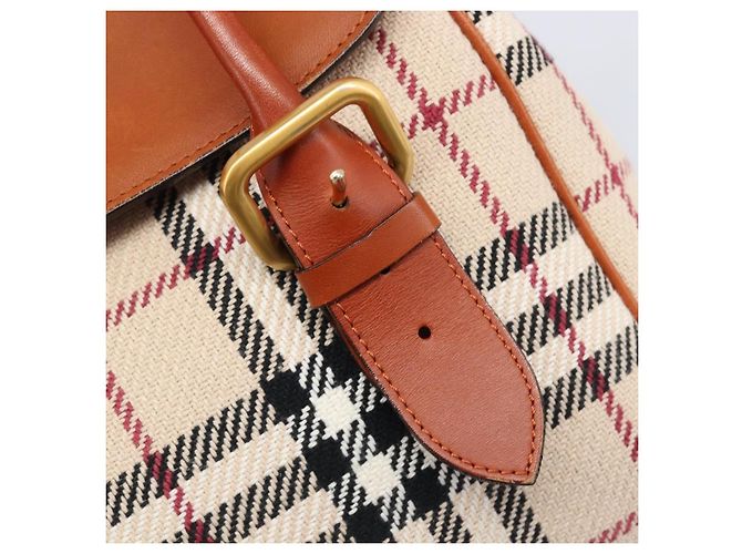 Bolso de Mano BURBERRY Nova Check Canvas Beige Tono Dorado Auth 204621V - vista 17