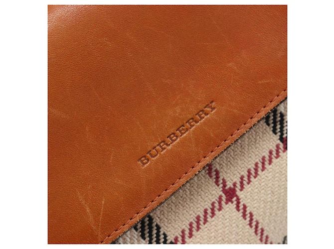 Bolso de Mano BURBERRY Nova Check Canvas Beige Tono Dorado Auth 204621V - vista 18