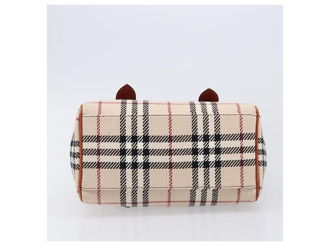 Bolso de Mano BURBERRY Nova Check Canvas Beige Tono Dorado Auth 204621V - vista 5
