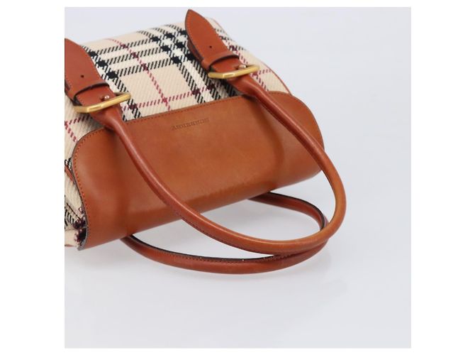 Bolso de Mano BURBERRY Nova Check Canvas Beige Tono Dorado Auth 204621V - vista 7