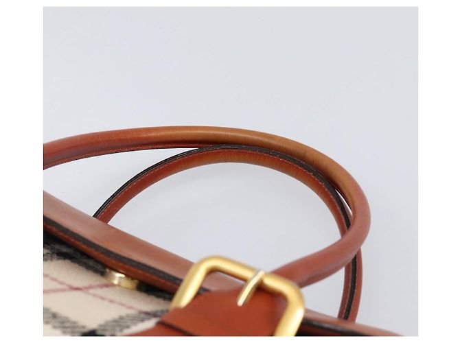 Bolso de Mano BURBERRY Nova Check Canvas Beige Tono Dorado Auth 204621V - vista 8