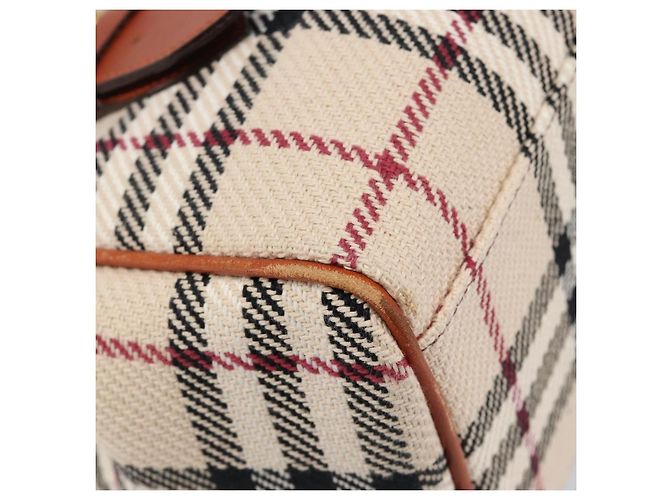 Bolso de Mano BURBERRY Nova Check Canvas Beige Tono Dorado Auth 204621V - vista 9