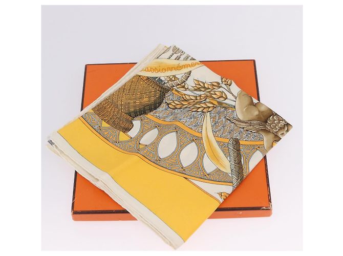 Hermès Pañuelo HERMES Carre 90 de Seda Amarillo Auth 198387M - vista 12