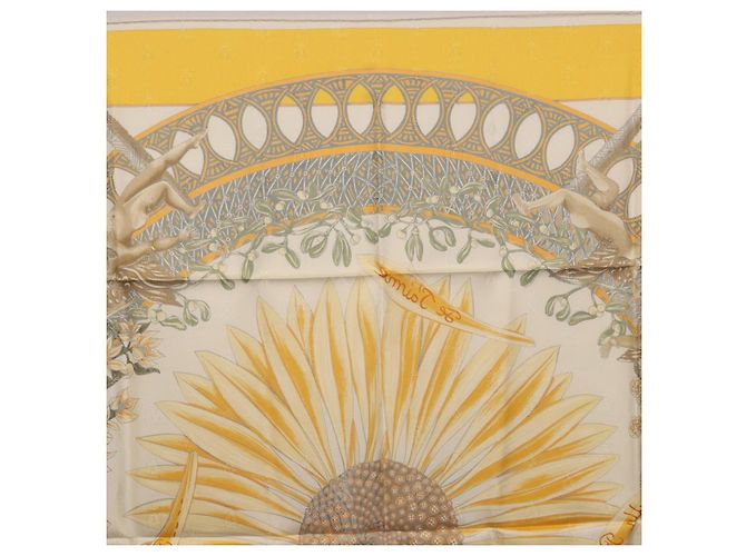 Hermès Pañuelo HERMES Carre 90 de Seda Amarillo Auth 198387M - vista 16