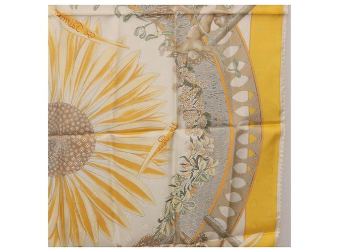 Hermès Pañuelo HERMES Carre 90 de Seda Amarillo Auth 198387M - vista 20