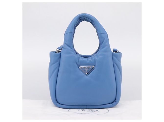 PRADA Handtasche aus Leder 2way Blau Silber Authentisch 204742SAM - Ansicht 12