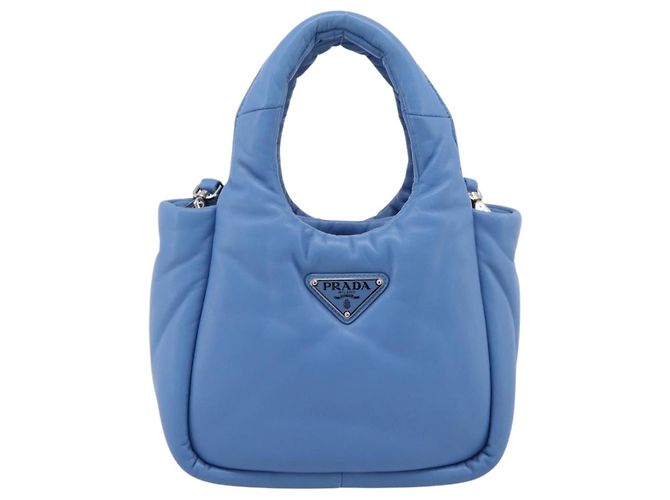 PRADA Handtasche aus Leder 2way Blau Silber Authentisch 204742SAM - Ansicht 13