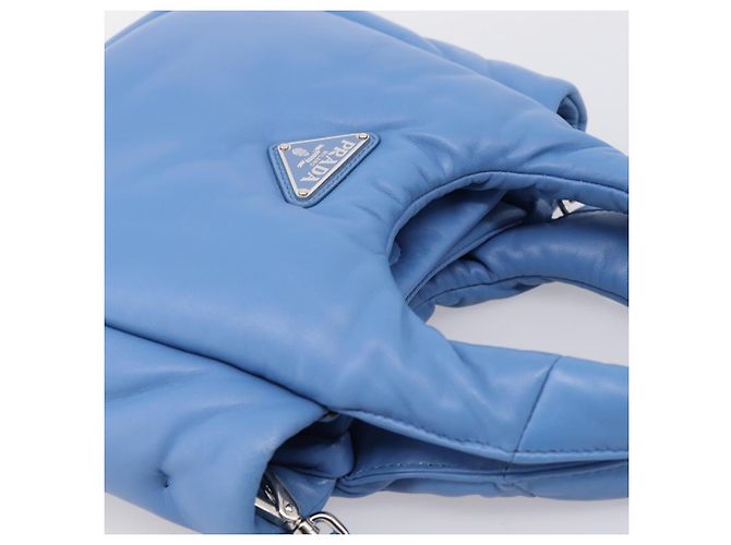 PRADA Handtasche aus Leder 2way Blau Silber Authentisch 204742SAM - Ansicht 6