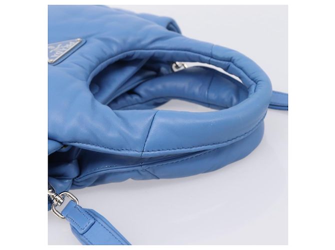 PRADA Handtasche aus Leder 2way Blau Silber Authentisch 204742SAM - Ansicht 7