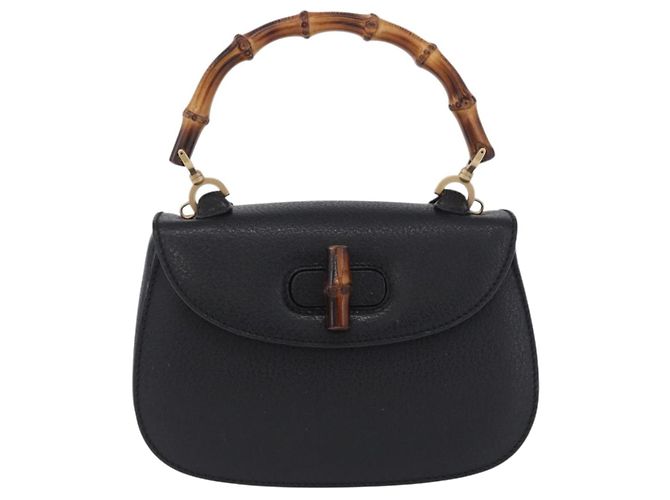 Borsa a mano GUCCI Bamboo Pelle Nero Oro 000 2046 0188 Auth 204145V D'oro - vista 13
