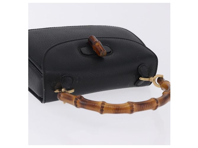 Borsa a mano GUCCI Bamboo Pelle Nero Oro 000 2046 0188 Auth 204145V D'oro - vista 16