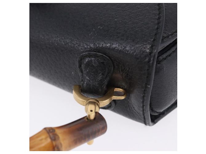 Borsa a mano GUCCI Bamboo Pelle Nero Oro 000 2046 0188 Auth 204145V D'oro - vista 17