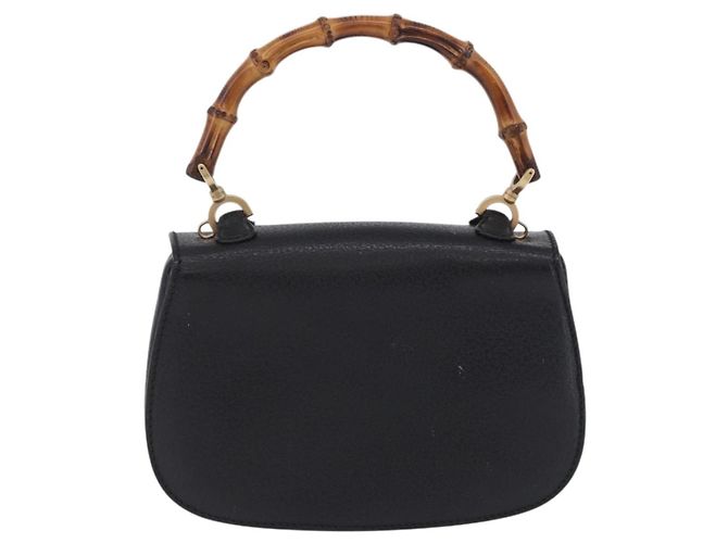 Borsa a mano GUCCI Bamboo Pelle Nero Oro 000 2046 0188 Auth 204145V D'oro - vista 2