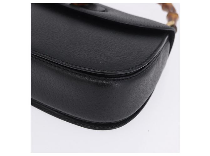 Borsa a mano GUCCI Bamboo Pelle Nero Oro 000 2046 0188 Auth 204145V D'oro - vista 20