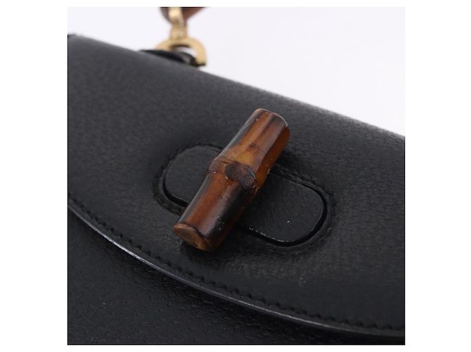 Borsa a mano GUCCI Bamboo Pelle Nero Oro 000 2046 0188 Auth 204145V D'oro - vista 23