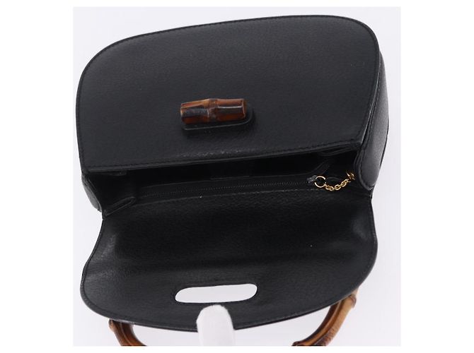 Borsa a mano GUCCI Bamboo Pelle Nero Oro 000 2046 0188 Auth 204145V D'oro - vista 24
