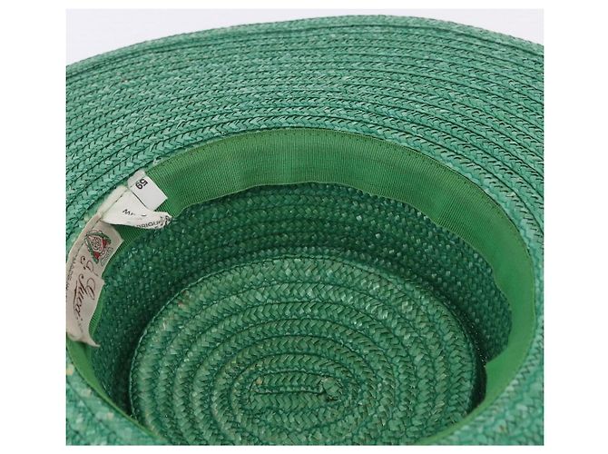 Cappello GUCCI Paglia Verde Auth 203605M - vista 10