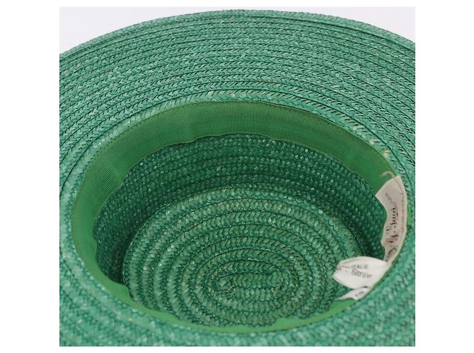 Cappello GUCCI Paglia Verde Auth 203605M - vista 11