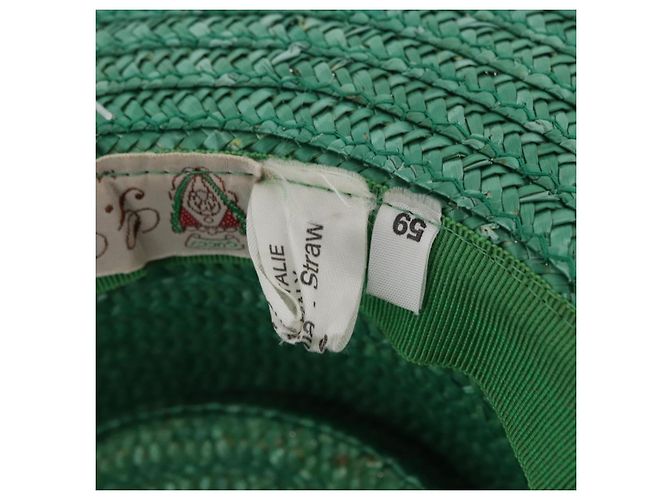 Cappello GUCCI Paglia Verde Auth 203605M - vista 12