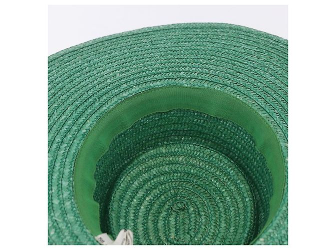Cappello GUCCI Paglia Verde Auth 203605M - vista 14