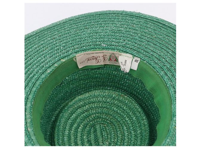 Cappello GUCCI Paglia Verde Auth 203605M - vista 15