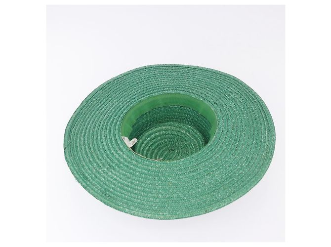 Cappello GUCCI Paglia Verde Auth 203605M - vista 7