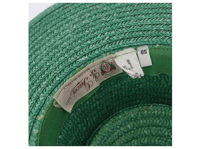 Cappello GUCCI Paglia Verde Auth 203605M - vista 8
