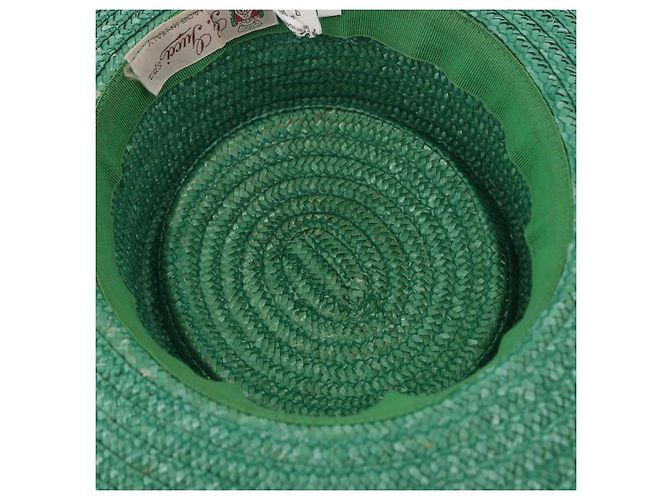 Cappello GUCCI Paglia Verde Auth 203605M - vista 9
