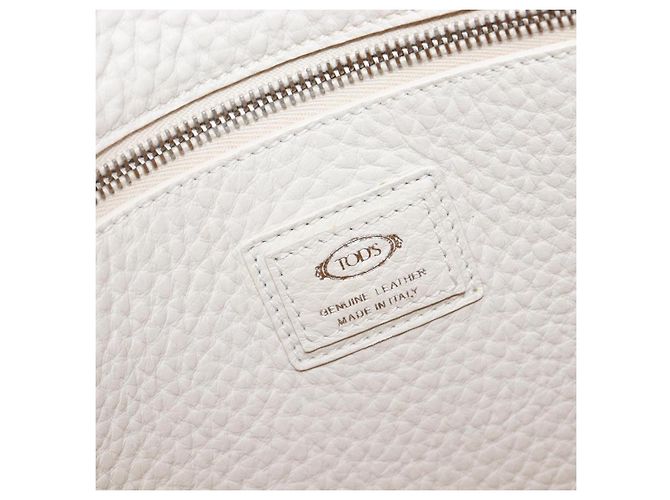 Autre Marque Borsa Tote TOD'S in pelle bianca argento Auth 204604A Bianco - vista 12