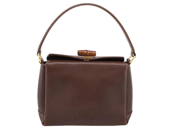 Borsa a mano GUCCI Bamboo Pelle Marrone Oro 000 33 0175 Auth 204425 D'oro - vista 13