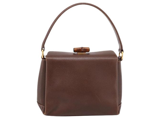Borsa a mano GUCCI Bamboo Pelle Marrone Oro 000 33 0175 Auth 204425 D'oro - vista 2