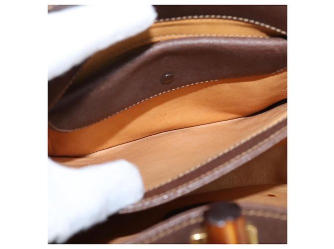 Borsa a mano GUCCI Bamboo Pelle Marrone Oro 000 33 0175 Auth 204425 D'oro - vista 24