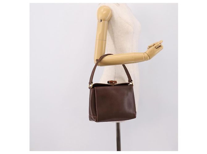 Borsa a mano GUCCI Bamboo Pelle Marrone Oro 000 33 0175 Auth 204425 D'oro - vista 27