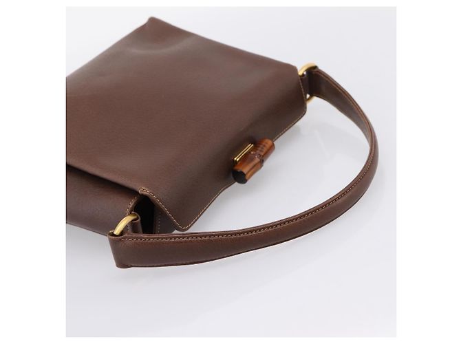 Borsa a mano GUCCI Bamboo Pelle Marrone Oro 000 33 0175 Auth 204425 D'oro - vista 7