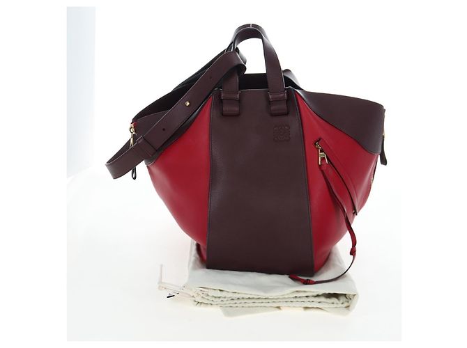 LOEWE Hammock Schultertasche aus Leder Rot Gold Authentisch 203238M Golden - Ansicht 12
