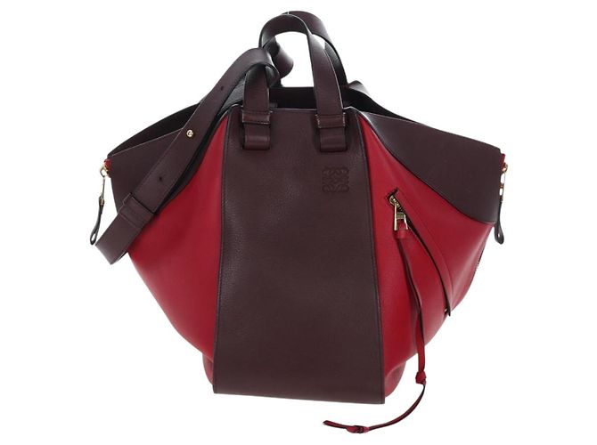 LOEWE Hammock Schultertasche aus Leder Rot Gold Authentisch 203238M Golden - Ansicht 13