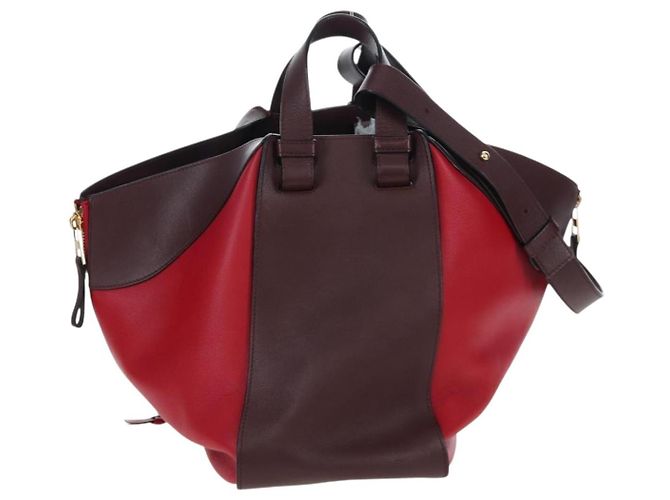LOEWE Hammock Schultertasche aus Leder Rot Gold Authentisch 203238M Golden - Ansicht 2