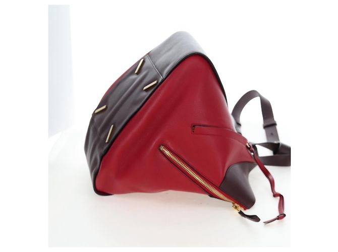 LOEWE Hammock Schultertasche aus Leder Rot Gold Authentisch 203238M Golden - Ansicht 4