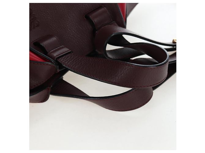 LOEWE Hammock Schultertasche aus Leder Rot Gold Authentisch 203238M Golden - Ansicht 8