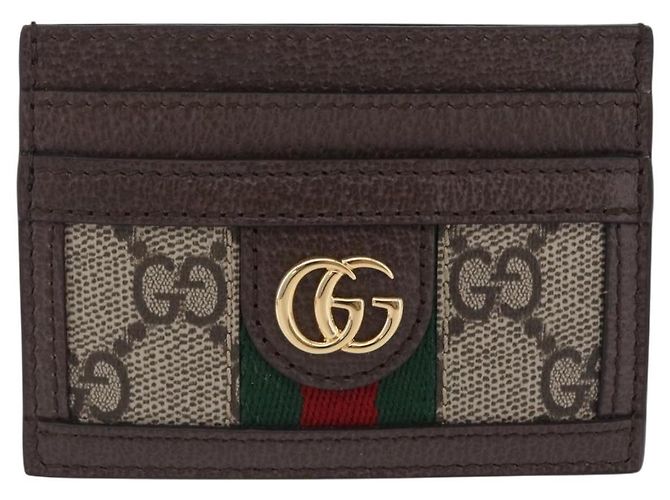 Tarjetero GUCCI Web Sherry Line PVC Brown Gold 523159 Auth 204103V Castaño Dorado - vista 13