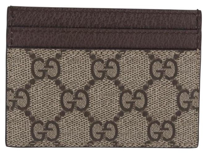 Tarjetero GUCCI Web Sherry Line PVC Brown Gold 523159 Auth 204103V Castaño Dorado - vista 2