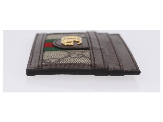 Tarjetero GUCCI Web Sherry Line PVC Brown Gold 523159 Auth 204103V Castaño Dorado - vista 3