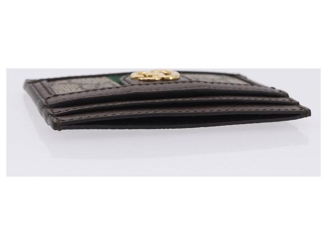 Tarjetero GUCCI Web Sherry Line PVC Brown Gold 523159 Auth 204103V Castaño Dorado - vista 5