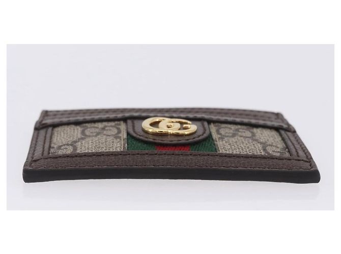 Tarjetero GUCCI Web Sherry Line PVC Brown Gold 523159 Auth 204103V Castaño Dorado - vista 6