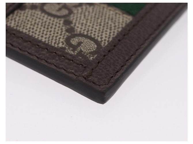 Tarjetero GUCCI Web Sherry Line PVC Brown Gold 523159 Auth 204103V Castaño Dorado - vista 7