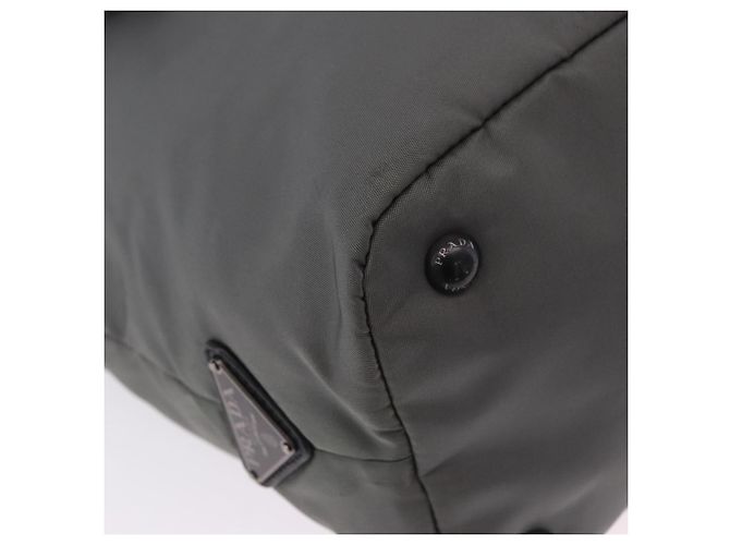 Bolsa de mão PRADA Nylon Gray Silver Auth ka6185A Marrom Prata - vista 15