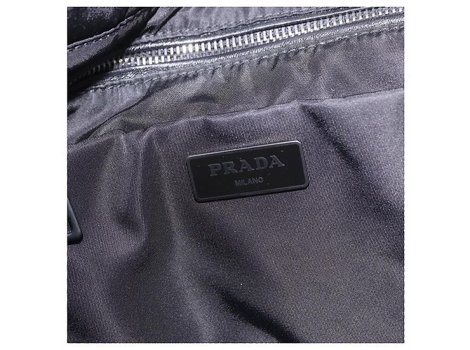 Bolsa de mão PRADA Nylon Gray Silver Auth ka6185A Marrom Prata - vista 22