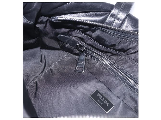 Bolsa de mão PRADA Nylon Gray Silver Auth ka6185A Marrom Prata - vista 25