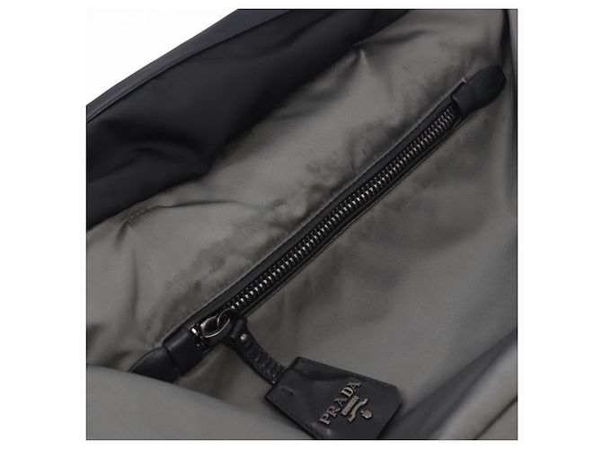 Bolsa de mão PRADA Nylon Gray Silver Auth ka6185A Marrom Prata - vista 27